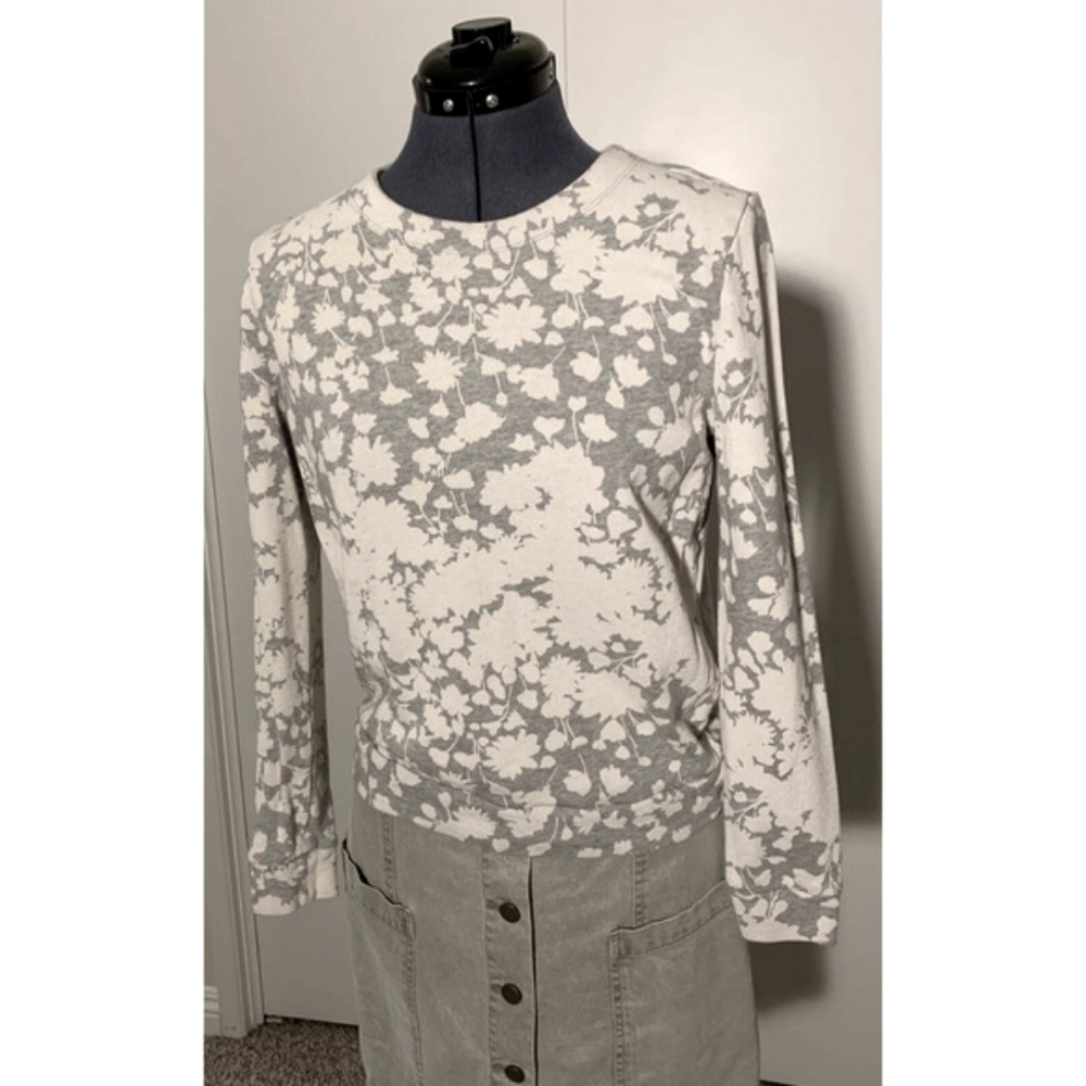 Gap Designed and Crafted Grey Bleach Floral Print Sweatshirt Women’s Small